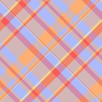 Flowing pattern check background, lined seamless fabric tartan. Plain texture plaid textile in blue and orange colors. vector