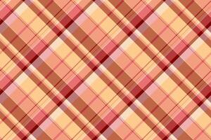 Diamond pattern texture textile, ethnic background fabric seamless. Manufacture plaid check tartan in orange and red colors. vector