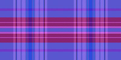 Multicultural textile plaid texture, grungy tartan pattern check. Setting fabric background seamless in purple and royal azure colors. vector