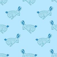 Hare Doodle Seamless Pattern vector