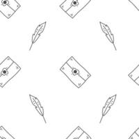 Envelope and Feather Quill Pen Seamless Pattern vector