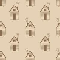 Log Cabin Building Seamless Pattern vector