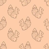 Squirrel Doodle Seamless Pattern vector