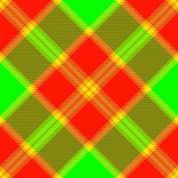 Classic plaid textile check, spring tartan seamless texture. Woven background pattern fabric in bright and radioactive colors. vector