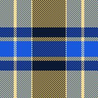 Suit texture fabric textile, fall tartan seamless background. Oriental plaid pattern check in amber and blue colors. vector