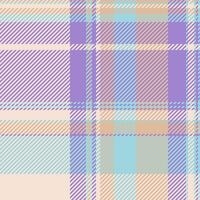 Pastel-colored plaid pattern featuring diagonal stripes in soft purple, beige, and aqua. Ideal for textile design, fashion, website backgrounds, or scrapbooking projects. vector