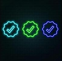 neon abstract check mark. illustration.. vector