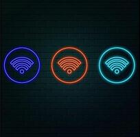 Glowing neon smartphone screen and frame with wifi icon. Neon light outline phone with wi-fi icon. Flash Mobile phone with hotspot sign. orange. vector