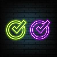 Search by Neon checkmark image or symbol. Success tag icon. Success check mark icon.... vector