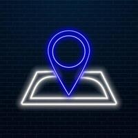 A set of neon card pin code icons. Marking the GPS navigator geotag on the map... vector
