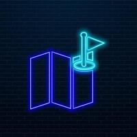 Glowing neon light location icon. Location symbol glowing in the dark. many colors.. vector