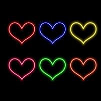 Neon light heart. Love sign with glow. Pink, red and purple leds. Laser frame for Valentine day. Electrical elements for design with text.. vector