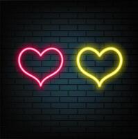 Heart neon sign. Glowing bright purple heart signboard.. vector