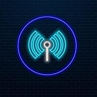 Wifi signal icon in neon style. Wifi signal icon. Web network connect logo sign. Retro sign with glowing neon. illustration. vector