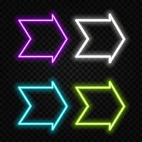 Neon arrow symbol icon. Black Background with arrow direction down. Directional sign. Flashing neon icon to the download arrow. neon arrow sign... vector