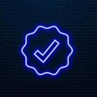 Search by Neon checkmark image or symbol. Success tag icon. Success check mark icon. blue color. vector