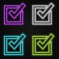 animation of glowing neon check mark icon. ok, done, checkmark done. vector