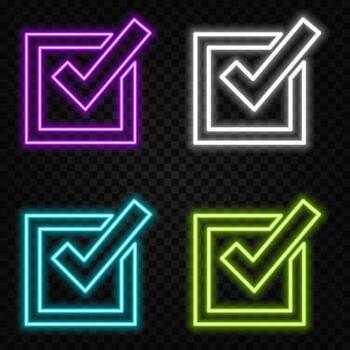 animation of glowing neon check mark icon. ok, done, checkmark done. vector
