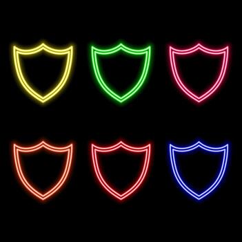 UI icon with neon light isolated in black background. 3d rendering.. vector