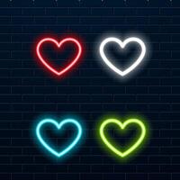 Neon heart background. red color. vector