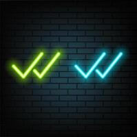 Accept Circular Button Outline blue glowing neon icon vector