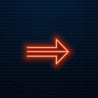 A set of neon arrows. Modern contour luminous pointer.. vector