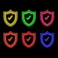 Cyber security concept in digital art. icon neon. vector