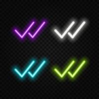 Glitch, Neon effect. Check line icon. Approved Tick sign. Confirm, Done or Accept symbol. Trendy flat geometric designs. vector