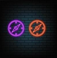 Neon map pin icon. Glowing neon marker sign. neon glowing Location pin, GPS navigator geotag locator mark of map, futuristic technology. vector
