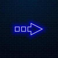 Neon arrow pointing at a black background on a glossy floor.... vector