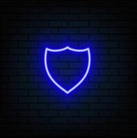 Shield line icon neon laser beams the symbol of the knights shield glowing laser speech bubble bubb... vector