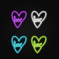 Blue neon heart isolated on transparent background. glowing heart-shaped design element with flashes vector