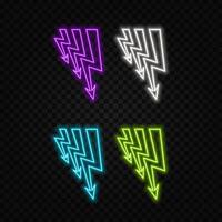 Neon green and pink color fast power charging icon on black background. Glowing neon Charging icon, power icon. vector