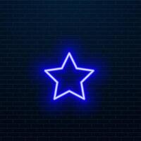 Glowing star-shaped blue neon frame on black background, space for text vector