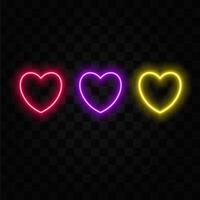 Pink neon heart with dark background vector