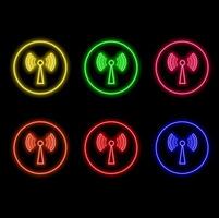 Wi-Fi light effect, Blue glowing signal sensor waves internet wireless connection. Wireless technology digital radar or sonar with glowing light effect... vector