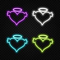 Abstract heart neon glowing line frame, animated moving led light screen box projection 3d rendering, empty space valentine day presentation design background, futuristic love laser sprectrum backdrop vector