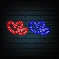 red neon heart shape on purple background. vector