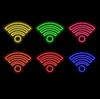 Wi-Fi light effect, Blue glowing signal sensor waves internet wireless connection. Wireless technology digital radar or sonar with glowing light effect. vector