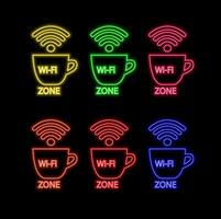 wifi symbol signal blue and pink color black background cyberpunk vector