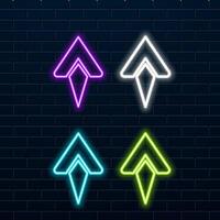 Neon Arrows Set. green color. vector