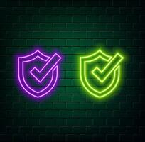 Shield with Check mark Network security safety privacy concept Abstract Low Poly Wireframe Mesh Design. purple. styele neon. purple vector