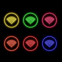 Neon free wifi sign collection vector