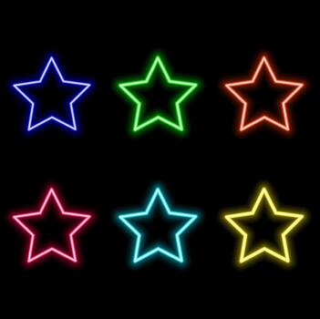 Glowing neon purple star with sparkles on abstract fog background. Electric light frame. Fashion design geometric illustration. Empty minimal abstract art decoration vector