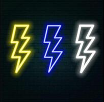 neon bolt sign. Abstract background with lighting bolt sign. Icon on black background vector
