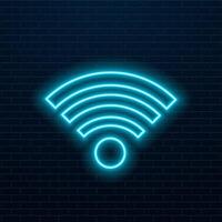 Neon wifi icon, logo. glowing wlan access, wireless wifi hotspot signal sign, icon, symbol.. vector