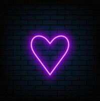 Neon banner heart isolated on dark transparent background. illustration vector