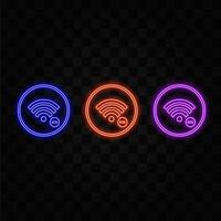 Neon free wifi sign collection. purple color. vector