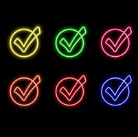 Colorful neon circles with the word VERIFY in the center a black background. vector