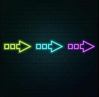 3d render, abstract minimalist geometric background. Colorful neon arrows approach each other, linear sign vector